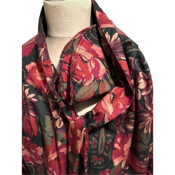 Vintage Lindsey Blake Womens Floral and Suede blouson Style Midi Dress Size 18 - Picture 9 of 13